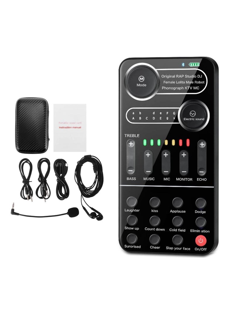 Furtey - Voice Change Live Sound Card Mini Voice Changer with Multiple Sound Effects Microphone Portable Voice Changer for Adults Kids Mobile Phone Computer Pc Suitable for Recording Online Singing Chatting - Image 1