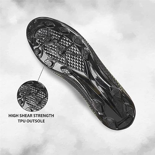 Aivin Pro Rattle Snake Football Stud, Lightweight Insole/Comfort and Grip Football Shoes for Men Black - Image 4