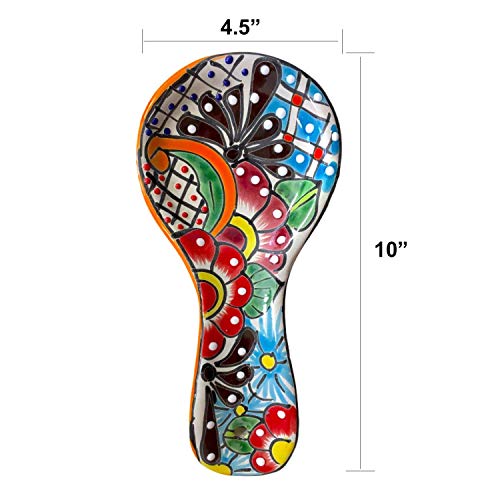 Casa Fiesta Designs Colorful Ceramic Spoon Rest – Hand-Painted Large Talavera Kitchen Utensil Holder for Counter & Stove Top in Gift Box - Dishwasher Safe Lead Free Cooking Ladle Dish Mexican Style Cuchara Multicolor - Image 5