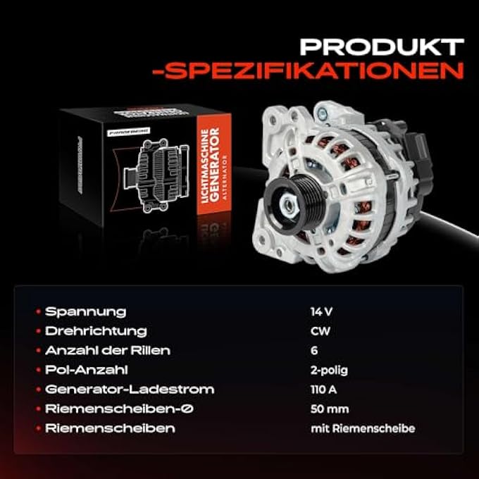 Frankberg Alternator Generator 110A 2-Pin Compatible with Polo AE1 AW1 BZ1 1.0L Petrol 2017-2021 Citigo NF1 1.0L Petrol 2011-2019 Mii KE1 KF1 1.0L Petrol 2011-2019 Replace# 24111 9 - Image 4