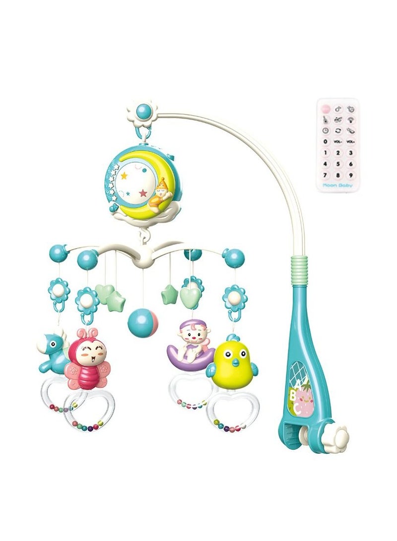 Y&D Baby Musical Mobile Crib With Timing Function Projector Lights And Rattle Remote Control Music Box For Newborn Boy Girl Toddles Sleep