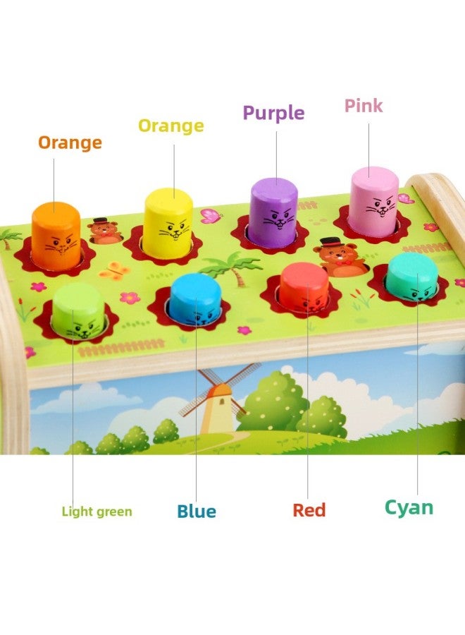 Children's Cartoon Wooden Toys Hamster Piling Table Infant 1-3 Years Old Early Education Educational Toys Direct Sales-Color:Four-in-one Music Lion Whack Hamster - Image 3