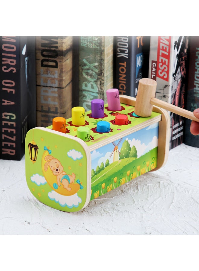 Children's Cartoon Wooden Toys Hamster Piling Table Infant 1-3 Years Old Early Education Educational Toys Direct Sales-Color:Four-in-one Music Lion Whack Hamster - Image 2