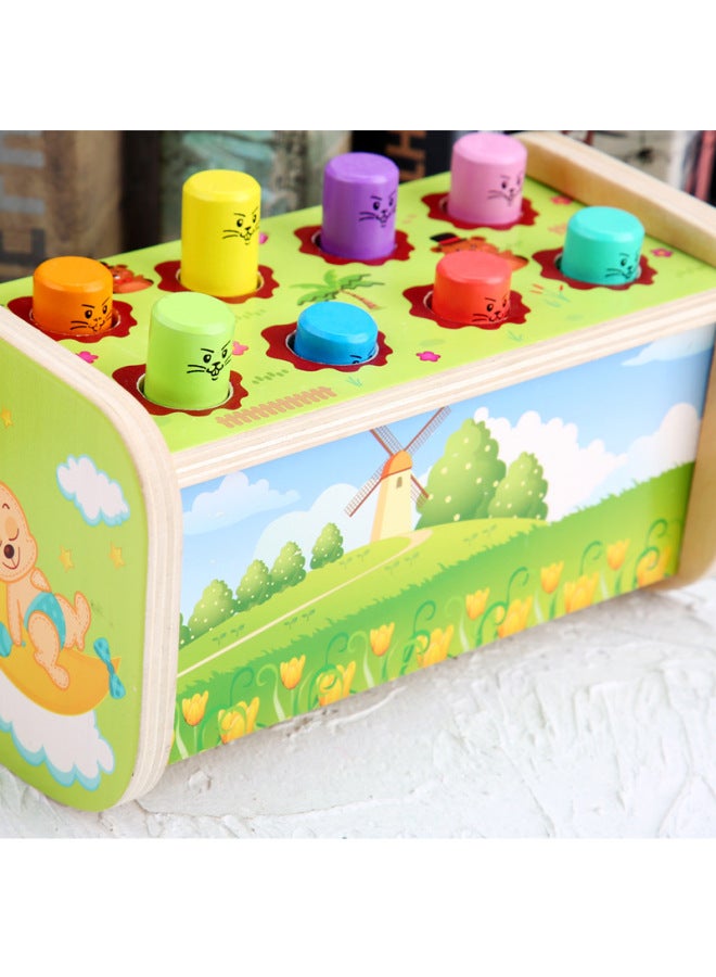 Children's Cartoon Wooden Toys Hamster Piling Table Infant 1-3 Years Old Early Education Educational Toys Direct Sales-Color:Four-in-one Music Lion Whack Hamster - Image 4