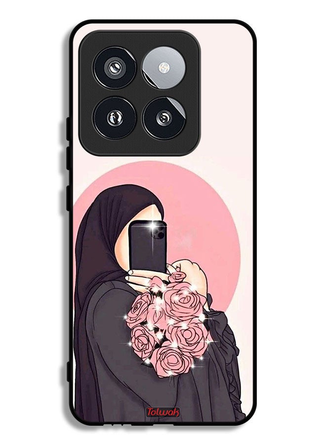 Tolwak Xiaomi 14 Pro Protective Case Cover Making Selfies While Holding Flowers Art - Image 1