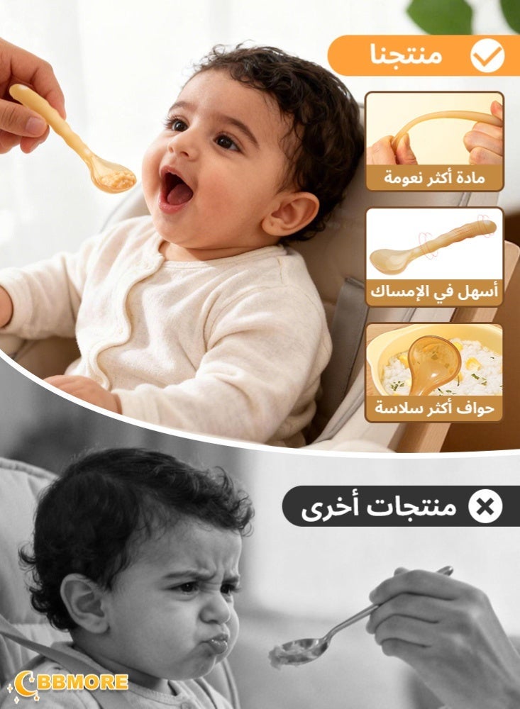 BBMORE Soft Silicone Baby Feeding Deep Spoon with Storage Box, BPA-Free, Gum-Friendly & Ergonomic Training Spoon for Babies 4 Months+, Infants & Toddlers, First Stage Self-Feeding, Dishwasher & Boil-Proof - Image 3