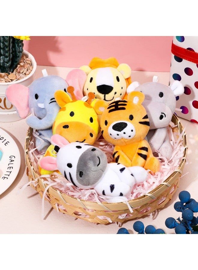 Aoriher 6 Pcs Mini Stuffed Forest Animals Jungle Bulk Plush Animal Toys 4 Inch Cute Plush Elephant Lion Giraffe for Baby Shower Christmas Birthday Gift Stuffer Toy Themed Party Decoration(Lovely) - Image 2