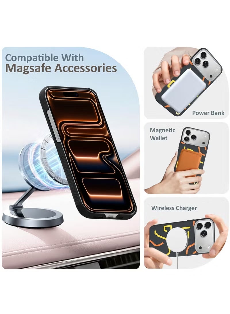 AIRITY Horse Style Bamboo Fiber Protective Case for iPhone 17 Pro – Ultra Durable Lightweight Shockproof Cover with Premium Design, Slim Fit & Wireless Charging Compatible – Black/Yellow - Image 3
