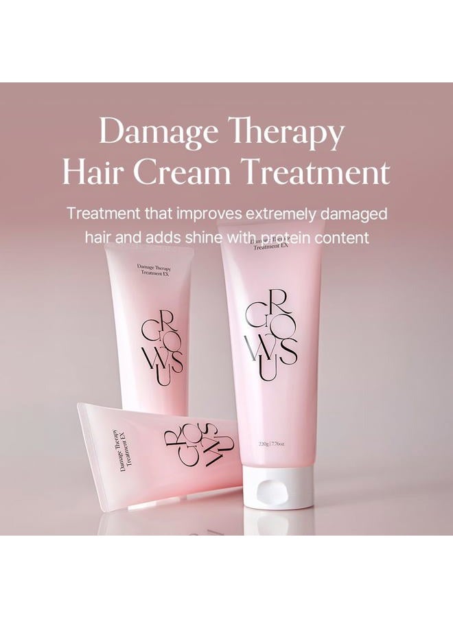GROWUS Damage Therapy Cream Hair Treatment, Protein Hair Treatment, Repair and Hydrate for Dry, Brittle Hair, 7.43 fl.oz, Bulgarian Rose Scent, Free from Paraben, Sulfate - Image 2