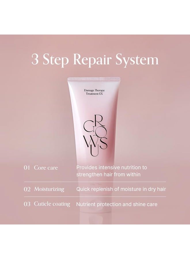 GROWUS Damage Therapy Cream Hair Treatment, Protein Hair Treatment, Repair and Hydrate for Dry, Brittle Hair, 7.43 fl.oz, Bulgarian Rose Scent, Free from Paraben, Sulfate - Image 3
