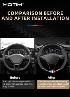 Motim Carbon Fiber & PU Leather Universal Steering Wheel Cover, Non-Slip Car Steering Wheel Protector, Breathable Sweat Absorbent Sport, Diameter 38cm/15 Inch  - Image 5