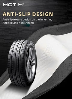 Motim Carbon Fiber & PU Leather Universal Steering Wheel Cover, Non-Slip Car Steering Wheel Protector, Breathable Sweat Absorbent Sport, Diameter 38cm/15 Inch  - Image 3