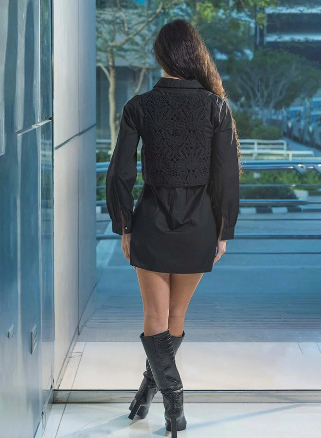 Virgio  100% Cotton Shirt Dress With Vest Layer for Women | Best Price UAE
