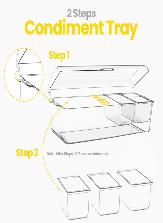 WISHMART Ice Chilled Condiment Caddy with Lid – 5 Removable Compartments, Utensils Included – Buffet Server for BBQ, Taco Bar & Parties - Image 4