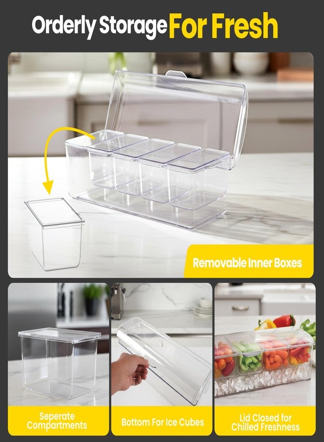 WISHMART Ice Chilled Condiment Caddy with Lid – 5 Removable Compartments, Utensils Included – Buffet Server for BBQ, Taco Bar & Parties - Image 5