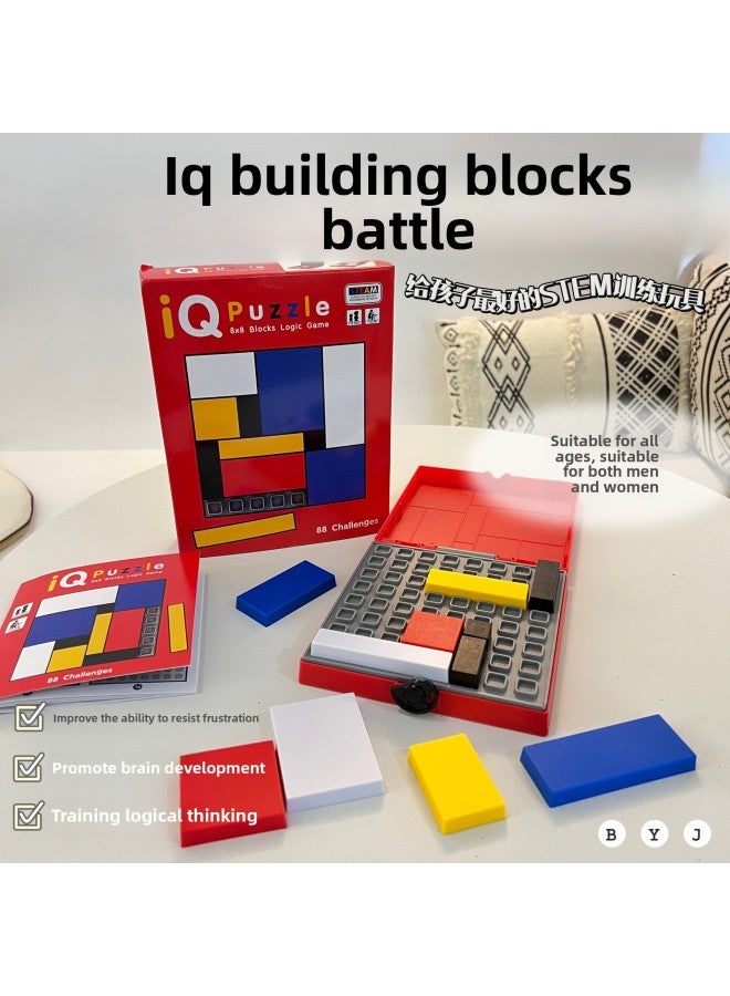 لغز مكعبات بناء الذكاء معركة كبيرة لغز التفكير المنطقي المتقدم ذو الذكاء العالي للأطفال لعبة مكعبات البناء للأولاد والبنات - اللون: IQ مكعبات بناء لغز معركة - Image 1