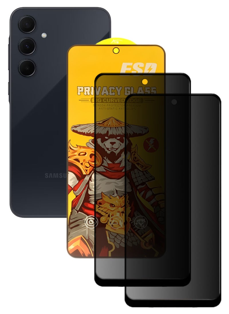 ESD 2 Pieces Tempered Dustproof Privacy Glass Screen Protector Compatible For Samsung Galaxy A35 5G - Image 1