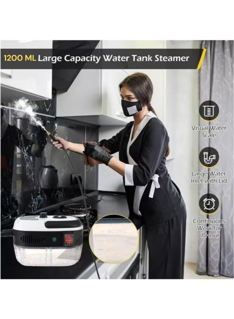 OKASA Steam Cleaner,15s Heat-Up,1.2L Tank,6-Level Adjustable Handle,2500W Steamer for Cleaning,Portable Steamer for Cleaning with 3 Brushes,Steam Cleaner for Home,Car,Dirt,Grease,Grout,Tile,Couch - Image 2