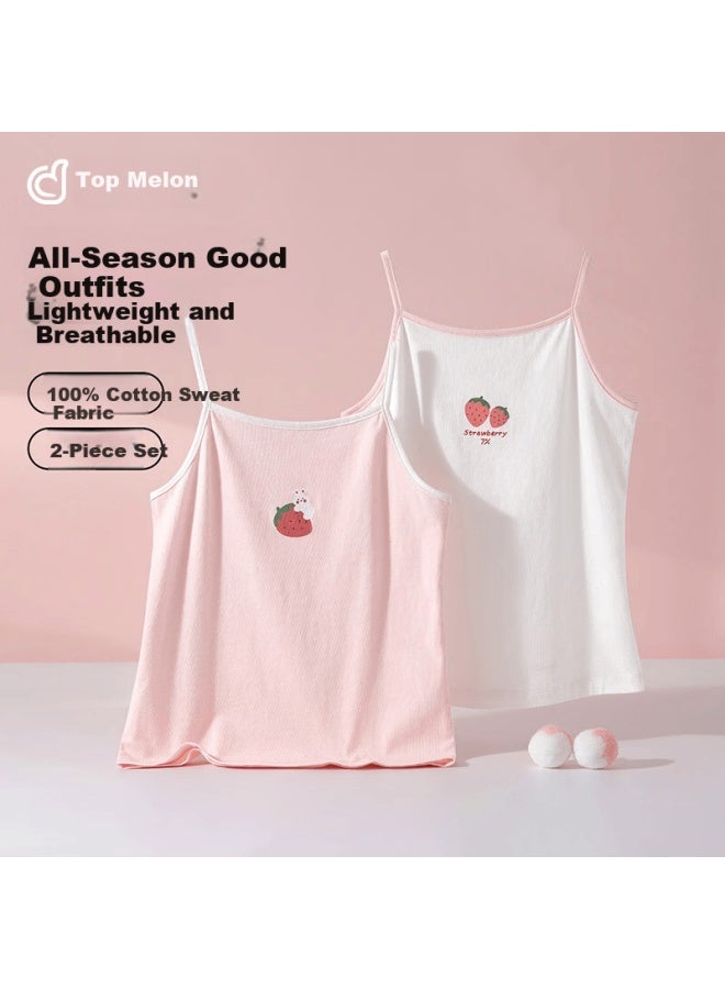 Dingguagua Girls' Cotton Cartoon Cute Tank Top Belly Protection Vest Outerwear 160