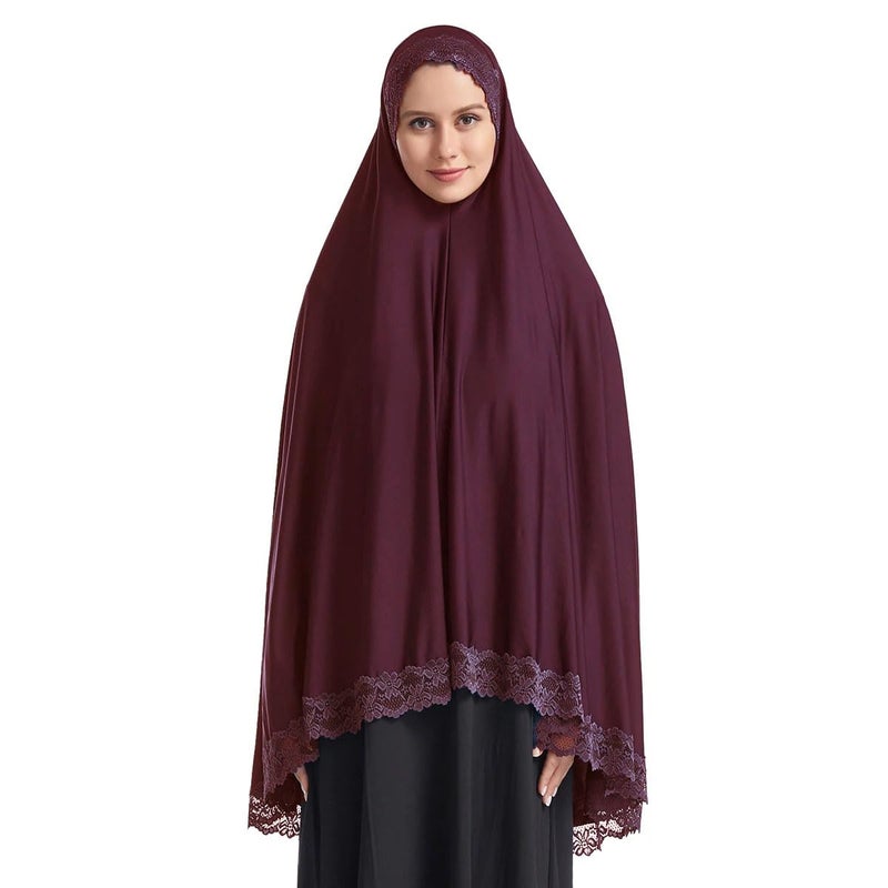 ICW Women Stretchable Jersey Jilbab Cum Prayer Khimar Hijab (Free Size) 42 Inch (Maroon) For Female - Image 3