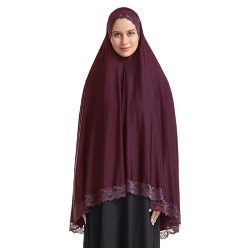ICW Women Stretchable Jersey Jilbab Cum Prayer Khimar Hijab (Free Size) 42 Inch (Maroon) For Female - Image 1