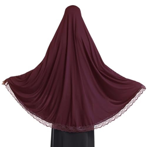 ICW Women Stretchable Jersey Jilbab Cum Prayer Khimar Hijab (Free Size) 42 Inch (Maroon) For Female - Image 2