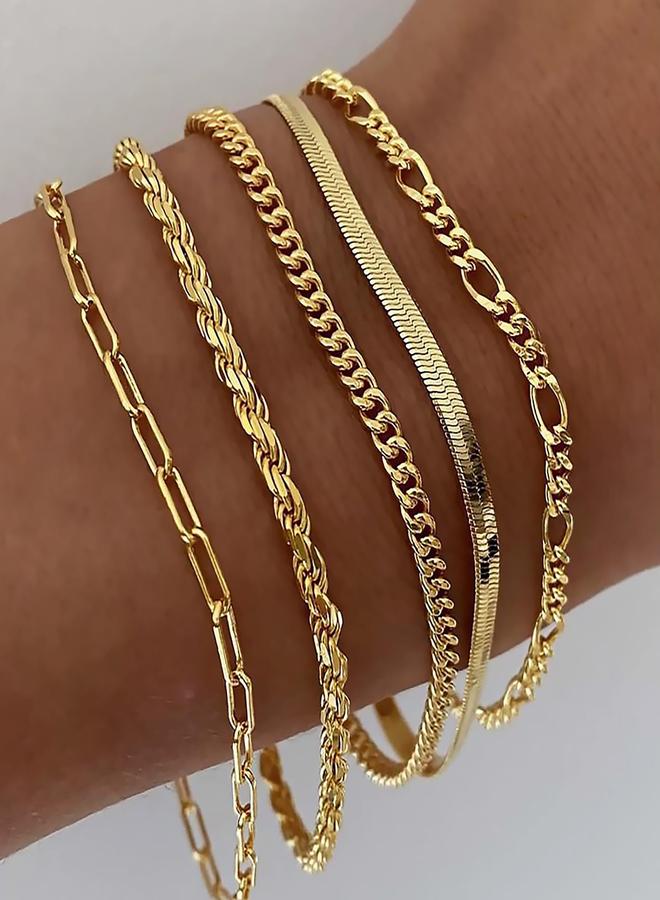 Take Two Set of 5 - Assorted Chain Bracelets - Image 1