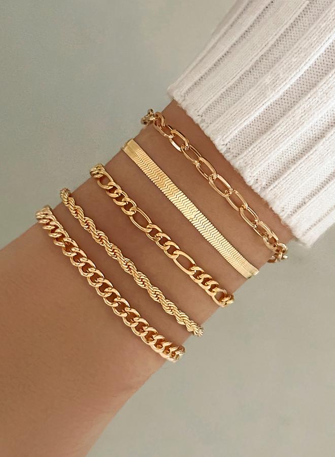Take Two Set of 5 - Assorted Chain Bracelets - Image 2