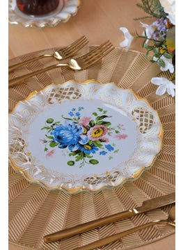 Glore Tiete Gold Gilded Glass Cake Plate Set of 6  - Image 4