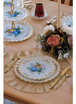 Glore Tiete Gold Gilded Glass Cake Plate Set of 6  - Image 2