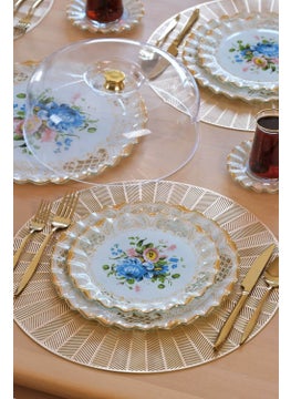 Glore Tiete Gold Gilded Glass Cake Plate Set of 6  - Image 5