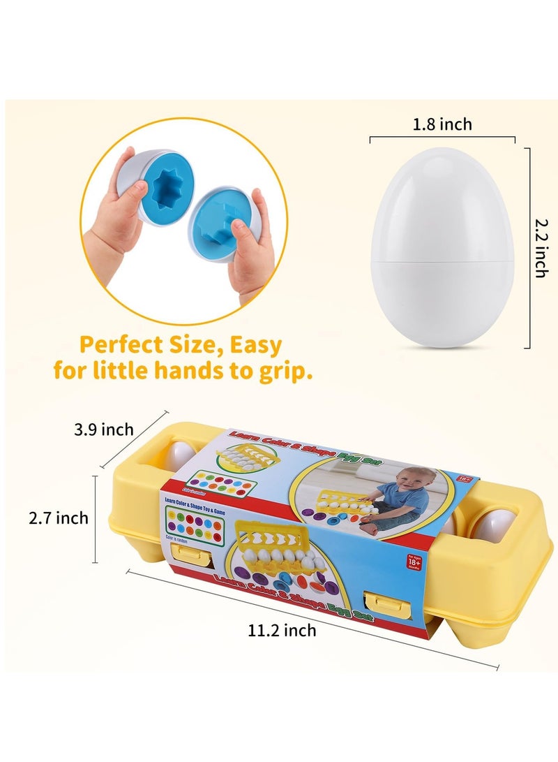 Raxoom Matching Eggs - Toddler Toys - Educational Color & Recognition Skills Study Toys, for Learn Color & Shape Match Egg Set, for Age 2 Years Old and 2 Years Up Kid Baby Toddler Boy Girl. (12 Eggs) - Image 3