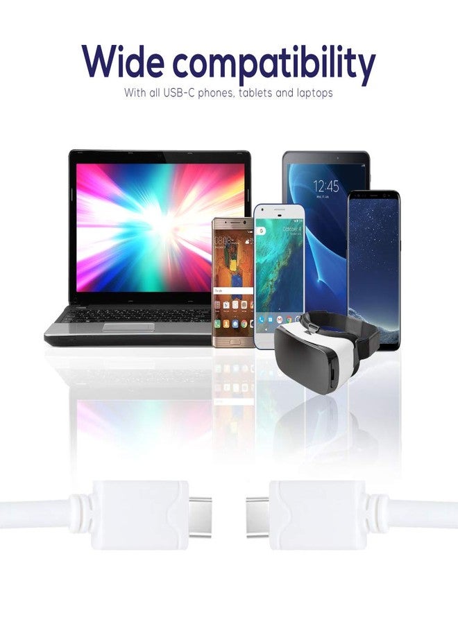 Vebner كابل USB C إلى USB C بطول 20 قدم - USB Type C طويل جداً - متوافق مع سامسونج، آيباد برو، أجهزة أندرويد، ربط الكاميرا والمزيد (أبيض) - Image 3