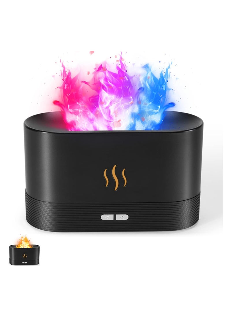 Colorful Flame Air Aroma Diffuser Humidifier, Upgraded 7 Flame Colors Noiseless Essential Oil Diffuser for Home, Office with Auto-Off Protection 180ml (Black)  - Image 1