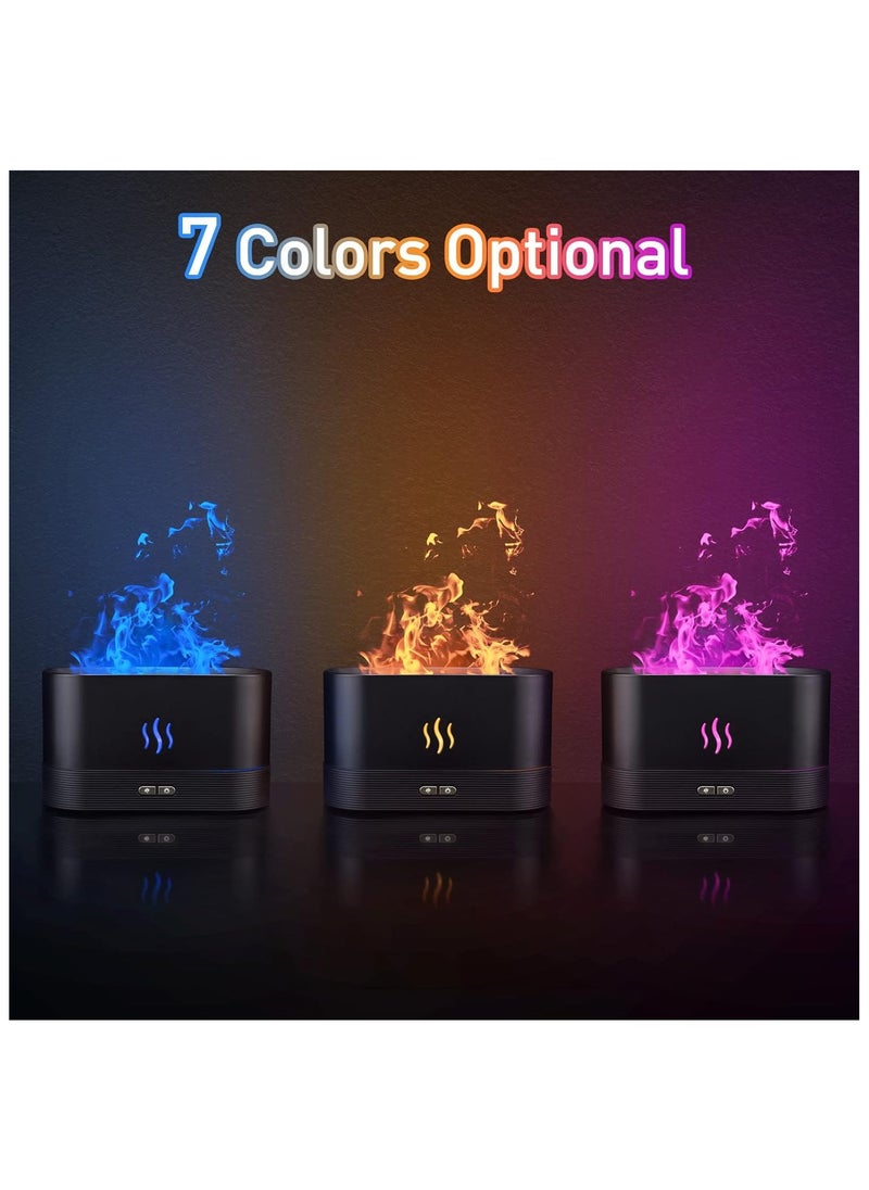 Colorful Flame Air Aroma Diffuser Humidifier, Upgraded 7 Flame Colors Noiseless Essential Oil Diffuser for Home, Office with Auto-Off Protection 180ml (Black)  - Image 2