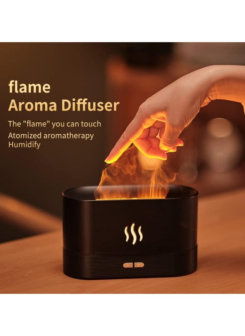 Colorful Flame Air Aroma Diffuser Humidifier, Upgraded 7 Flame Colors Noiseless Essential Oil Diffuser for Home, Office with Auto-Off Protection 180ml (Black)  - Image 4
