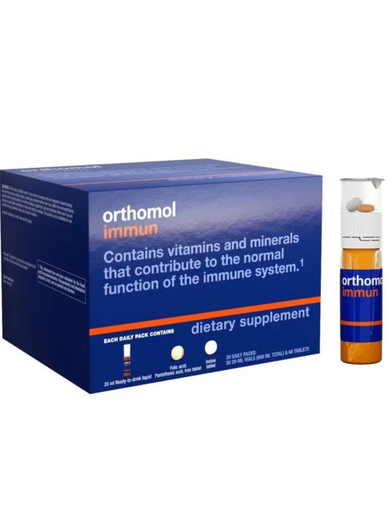 Orthomol Immun Vial, Immune Support Supplement, 30-Day Supply, Vitamins A, B, C, D, E, Zinc, Iodine