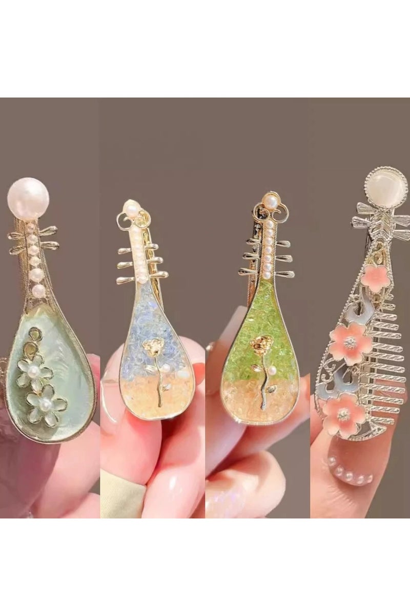 general 4 Pieces of Rose Flower Style Plectrum Hair Clips - small and Unique Side-parted Hair Clips for Holding Up Messy Hair - ancient-style Hair Clips and Headwear - Image 1