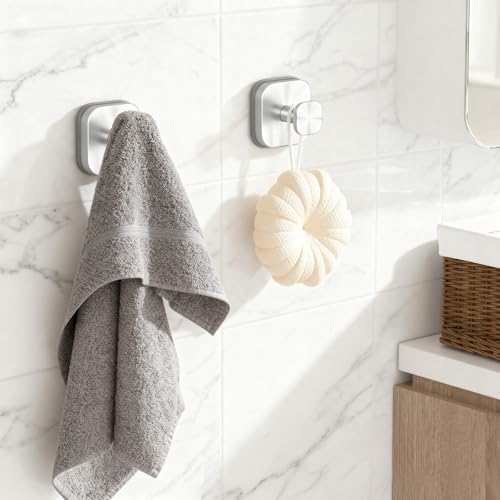 WingWider Shower Hooks for Inside ShowerReusable Suction Cup Hooks for Glass WindowMirrorRemovable Towel Hooks for Bathroom2 PackSilver - Image 3
