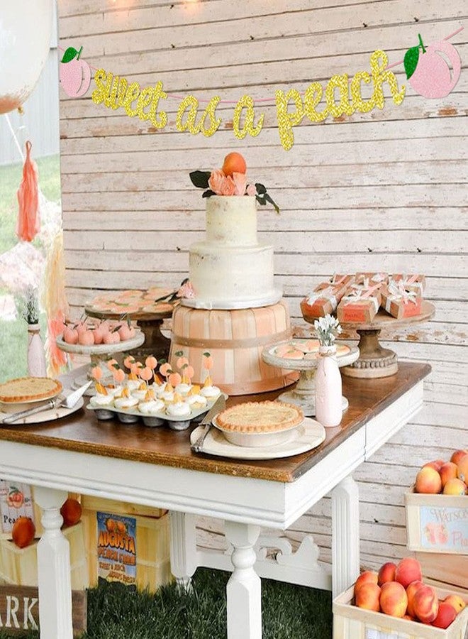 Aukolass Sweet As a Peach Banner, Glitter Pink Fresh Fruit Theme Banner for Girl Peach Birthday Party Decorations Baby Shower - Image 4