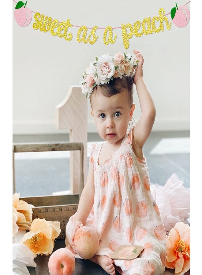 Aukolass Sweet As a Peach Banner, Glitter Pink Fresh Fruit Theme Banner for Girl Peach Birthday Party Decorations Baby Shower - Image 3
