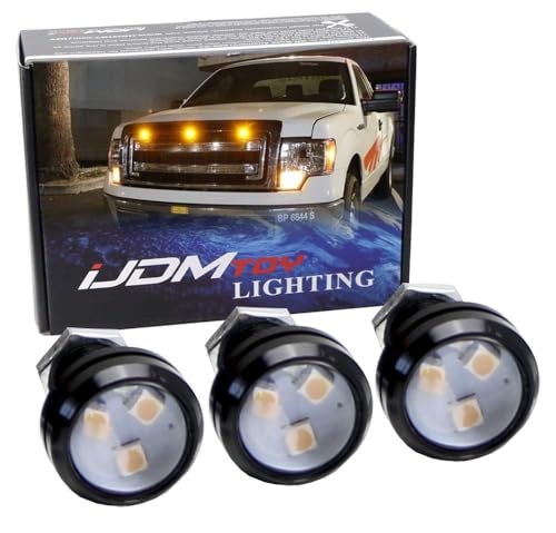 iJDMTOY 3pc Set Custom Retrofit Amber Yellow Front Grille Mesh Mount LED Lighting Kit Compatible with Trucks SUVs - Image 1