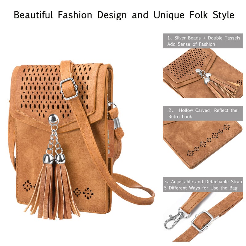 seOSTO Womens Small Crossbody Bag For Woman, Tassel Wallet Purseï¼ŒGifts For Teenage Girls - Image 4