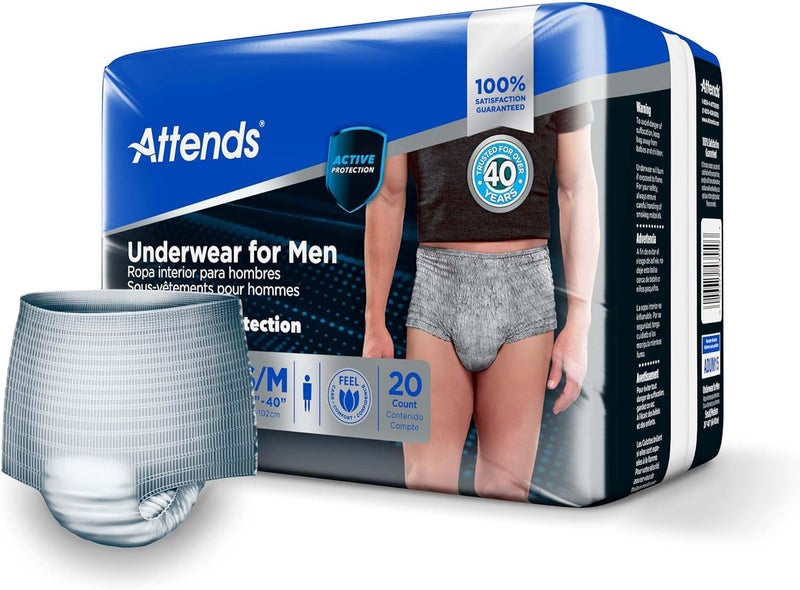 Attends for Men Disposable Underwear Male Pull On with Tear Away Seams SmallMedium ADUM15 20 Ct - Image 2