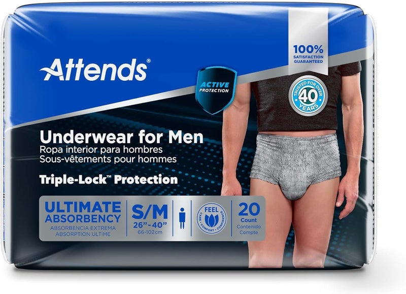 Attends for Men Disposable Underwear Male Pull On with Tear Away Seams SmallMedium ADUM15 20 Ct - Image 3