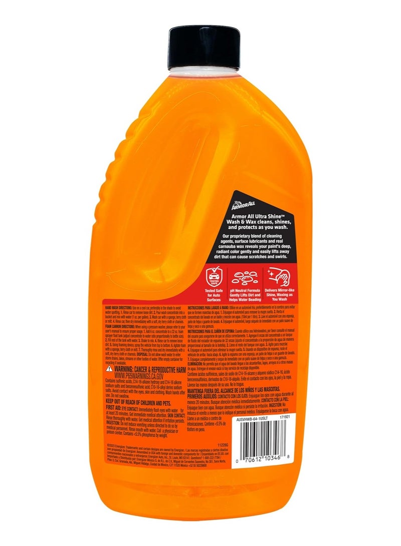 ARMOR ALL Ultra Wash Wax Orange, Car Wash Wax, Cleans, Shines, and Protects Cars, Ultimate 1-Step Wash with Wax 1 Piece 64 Oz, - Image 2