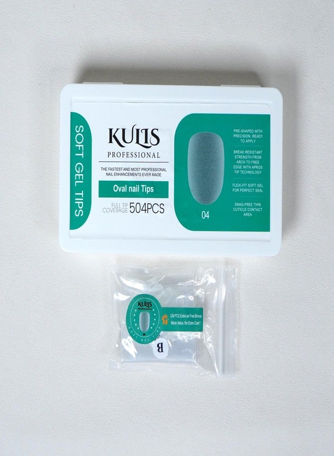 Kulis Professional 630 Pre-Buffed Soft Nail Tips Clear Full Cover Oval Shape False Nails for Soak Off Polish Extensions Acrylic Look PRBF Oval04 - Image 3