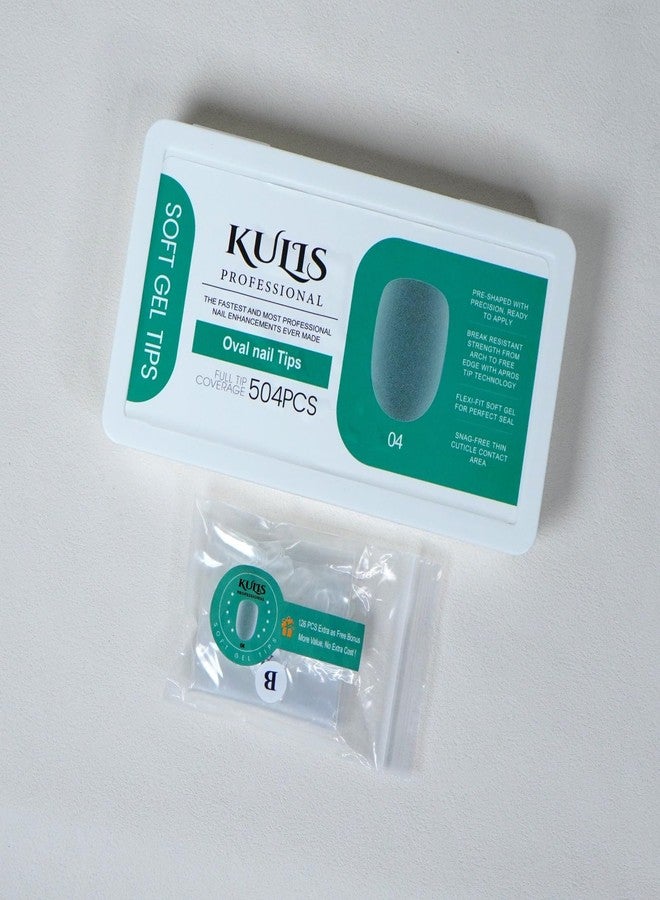 Kulis Professional 630 Pre-Buffed Soft Nail Tips Clear Full Cover Oval Shape False Nails for Soak Off Polish Extensions Acrylic Look PRBF Oval04 - Image 2