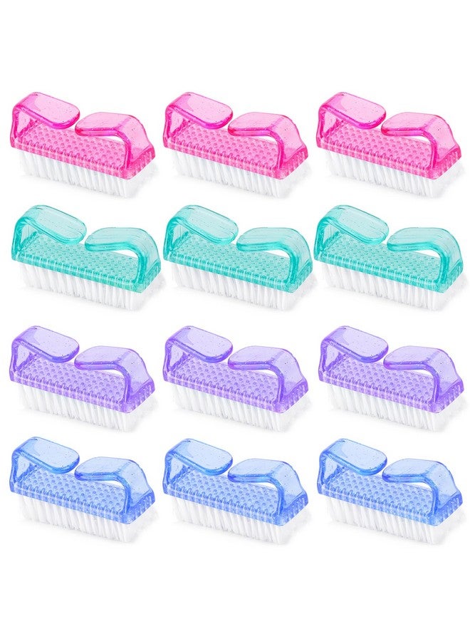 Tecbeauty 12 Pcs Handle Grip Nail Brush, Fingernail Brush Cleaner Hand Scrub Cleaning Brushes For Toes, Nails, Men And Women（4 Colors） - Image 1