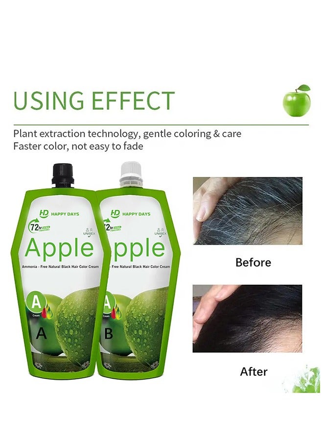 HAPPY DAYS Apple _ Ammonia free Natural Black hair color cream (500ml cream 500ml Positive) - Image 5